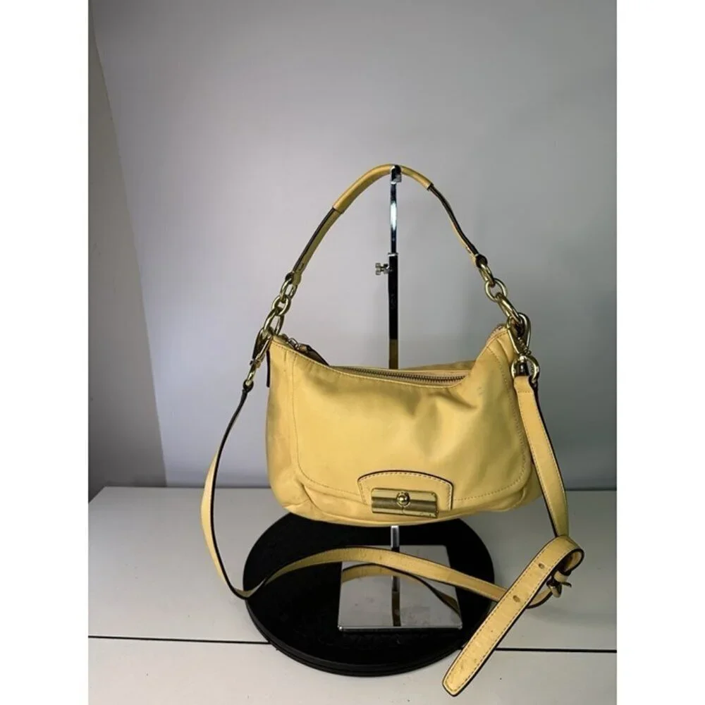 Coach Kristin Buttercup Yellow Leather Convertible Crossbody Shoulder Bag F22308